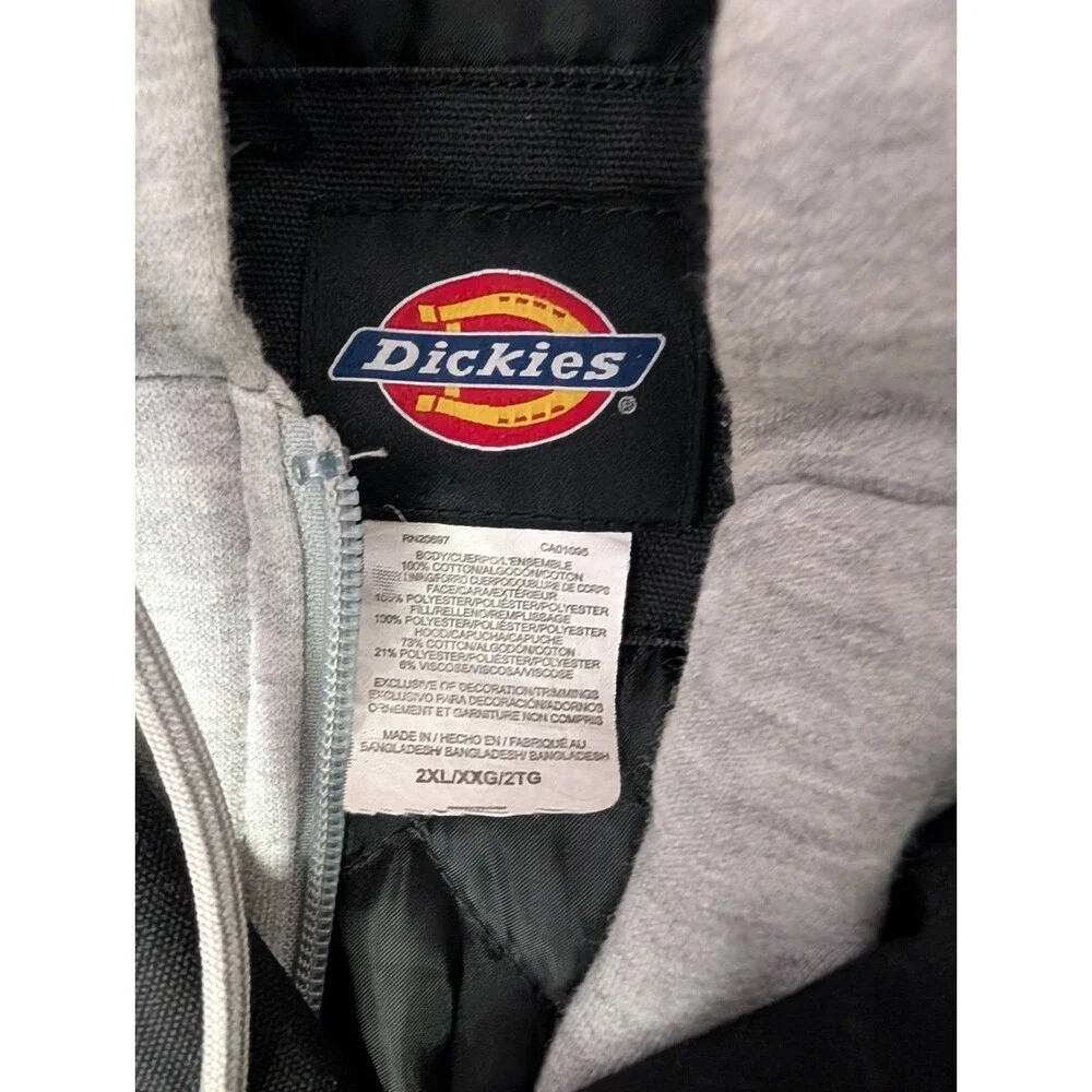Dickies TJ203 Hooded Duck Quilted Shirt Jacket Black Mens 2XL Flannel Lined Work